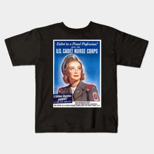 Retouched US Cadet Nurse Corps Recruitment Print for the United States Military Kids T-Shirt